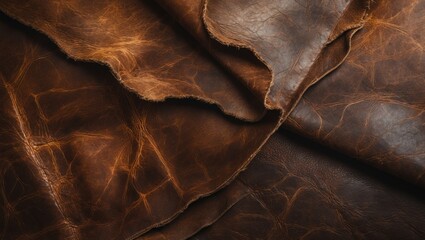 Poster - Rich vintage leather texture background showcasing natural creases and warmth of aged materials for elegant design projects