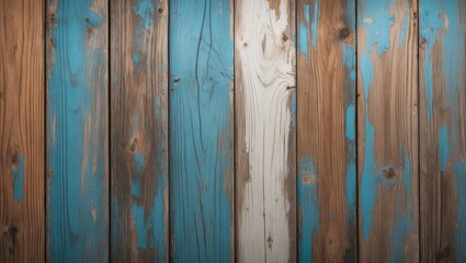 Poster - Vintage painted wooden planks background with a distressed finish in blue and brown tones for creative design projects.