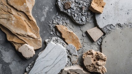 Aufkleber - Diverse array of textured surfaces including marble, concrete, and stone for architectural and design inspiration