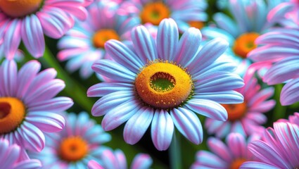 Poster - Vibrant Osteospermum Daisy Flowers in Vivid Colors Against a Soft Focused Background Stunning Macro Floral Photography Ideal for Design Projects