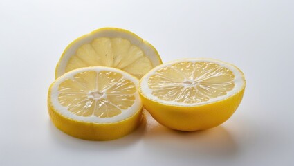 Aufkleber - Sliced Fresh Lemon Against White Background With Room For Text And Design Elements