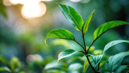 Aufkleber - Close up of vibrant green Wrightia religiosa leaves against a soft-focus natural background highlighting botanical beauty and serenity.