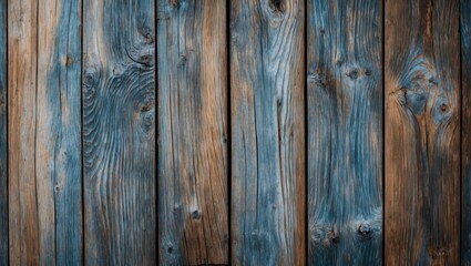 Aufkleber - Wooden texture background with blue hues and natural grain patterns ideal for rustic or calming design projects.