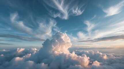 Aufkleber - Serene cloud formation with pastel hues against a vast sky, creating a tranquil and abstract nature background for various designs.