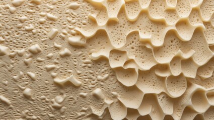 Fototapete - Beige EVA foam texture with intricate surface patterns and bubbles suitable for backgrounds and design projects in high resolution.