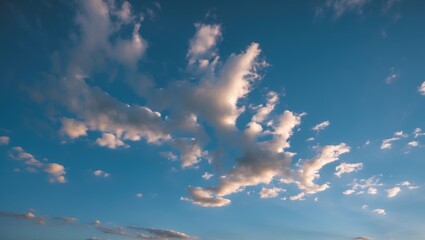 Aufkleber - Serene sky with fluffy clouds against a bright blue background, ideal for nature-themed designs and peaceful atmospheres.