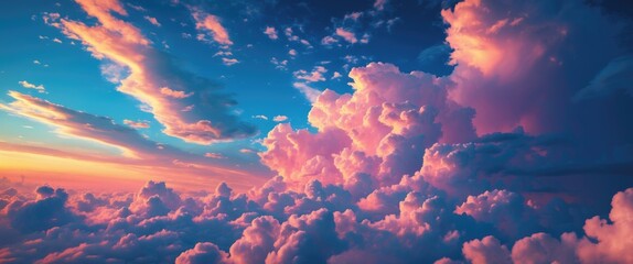 Aufkleber - Vibrant sunset sky with colorful clouds creating a dramatic and serene atmosphere perfect for nature and landscape enthusiasts.
