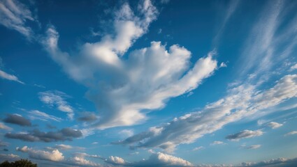 Aufkleber - Vibrant blue sky with artistic clouds providing a perfect backdrop for creative photo editing and digital design projects.