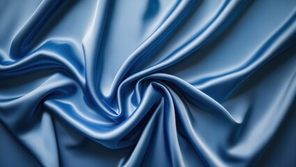 Aufkleber - Elegant silky blue fabric texture with soft folds and smooth lines for stylish background or design use.