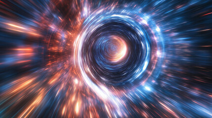 Poster - A time-travel wormhole surrounded by streaks of light