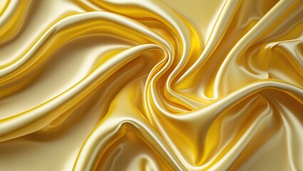 Aufkleber - Yellow Satin Fabric Background with Elegant Waves and Abstract Texture for Design and Decoration Projects