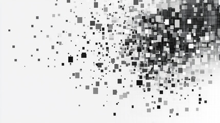 Poster - Abstract grayscale pixel art digital background design modern squares grey style image white black