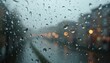 © Viktor - Raindrops on window during rainy day, capturing nature tears, evoke reflection, emotional depth. Droplets on glass. Street lights bokeh outside. Rainy weather, calmness, melancholy, introspection,