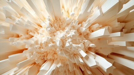 Poster - Abstract cream colored crystal structure background image 3d art pale form white beige light shape