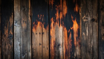 Poster - Burnt wooden background with charred and blackened textures for rustic or vintage design themes in photography and graphic projects.