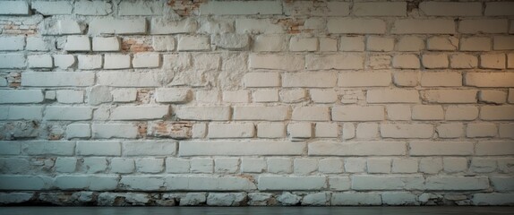 Poster - Textured white brick wall background ideal for rustic or vintage decor themes in photography or graphic design projects.