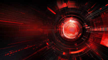 Poster - Abstract red technology background digital futuristic design interface dark data lines light speed