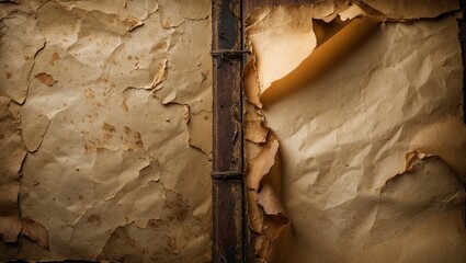 Poster - Aged textured paper background with creases and peeling edges for artistic or vintage design projects.