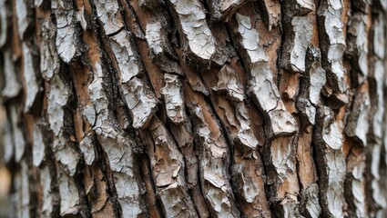 Poster - Detailed close-up of rugged old tree bark showcasing intricate textures and natural patterns in earthy tones ideal for nature-themed projects.