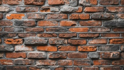Poster - Detailed old brick wall texture with vintage patterns and varied color tones for background and design use.