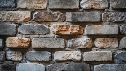 Poster - Textured stone brick wall background in earthy tones perfect for architectural or design projects.