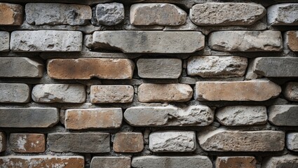 Poster - Textured old stone brick wall with earthy tones creating a rustic and timeless backdrop for a variety of design projects.