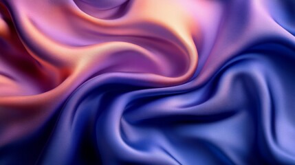 Poster - Abstract flowing silk fabric in vibrant blue and violet shades with soft curves. Elegant textile background. Luxury design and fashion concept