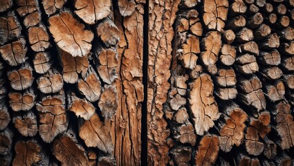 Poster - Detailed texture of aged pine tree bark showcasing rich patterns and natural wood hues ideal for design and background applications.