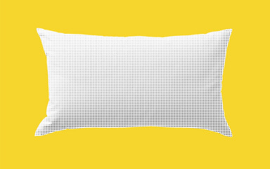 Poster - A striking collage displays a white pillow adorned with a halftone design against a bold yellow backdrop