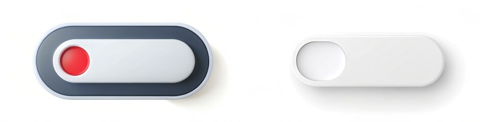 Fototapete - Two buttons, one red and one white, are shown side by side. The red button is labeled 
