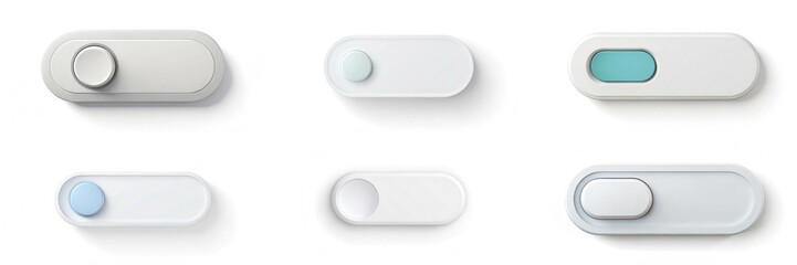 Fototapete - A row of buttons with different colors and sizes. The buttons are white and blue