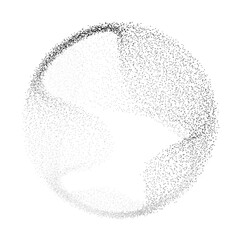 Poster - Abstract vector black dot particles fluid flowing round shape wavy smooth curve on transparent background in concept of technology, science, music, modern.