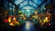 © PandaUniverse - greenhouse with rare glowing plants and exotic