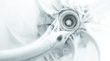 Poster - Abstract white futuristic machine design, technology background