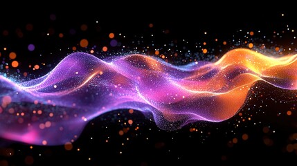 Wall Mural - vibrant energy fields illustrating quantum coherence, flowing like neon waves
