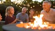 © Lion - Family gathered around a firepit outside, sharing stories and marshmallows, warm and joyful outdoor atmosphere with soft natural lighting