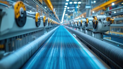 Poster - high-tech textile factory with advanced machinery for modern fabric production and innovative manufa