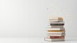 © อาริษา วันดี - Stack of Books with Abstract Digital Elements on White Background