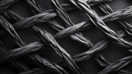 Poster - A high-contrast image showcasing the intricate texture of black crepe paper arranged in a lattice pattern. Intricate Black Crepe Paper Lattice: A Study in Texture and Shadow