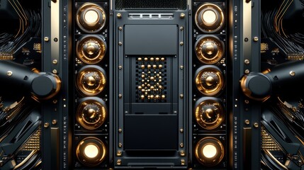 Poster - Futuristic technology panel with golden accents