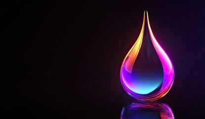 Aufkleber - Neon Liquid Drop on Dark Background