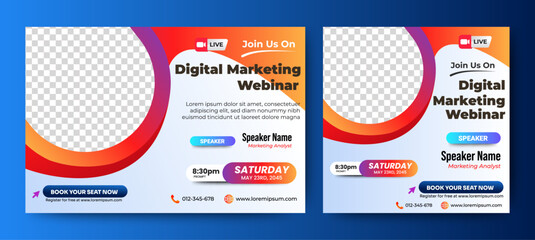 Fototapete - Business Conference live webinar banner invitation and social media post template. Business webinar invitation design. Vector