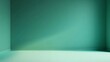 © Niken - Photo of a solid green background for product display with empty space at the top. Web banner with copy space on the right