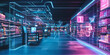 © AI_images - A mesmerizing futuristic AI-powered smart retail system, featuring glowing cybernetic automated checkout pathways, pulsating holographic personalized shopping grids, and swirling digital consumer