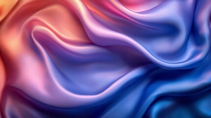 Poster - Fluid silk fabric in shades of pink and blue creating a wave pattern, abstract and smooth texture. Luxury material and design concept