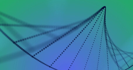 Poster - Image of dna strand on blue and green background
