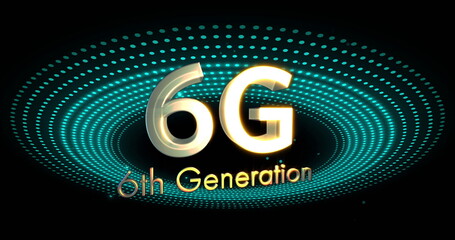 Poster - image of 6g 6th generation over light spots on black background