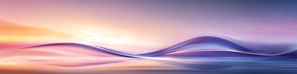 Poster - Abstract Flowing Bands, Gradient Colors, Lavender to Violet, High Clarity, Luminous Effect