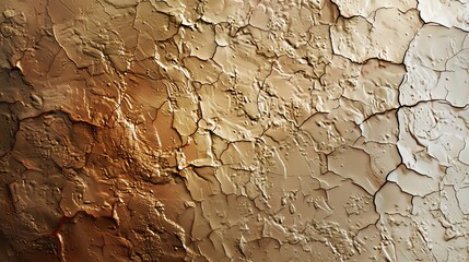 Wall Mural - close-up of cracked paint on a wall in shades of brown.