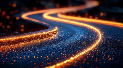 Wall Mural - glowing path winding through dark, abstract background; for technology or fantasy concepts